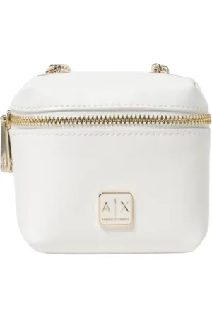 Armani Exchange Tassen, Dames, Wit, ONE Size, Zwarte Cube Clutch Schoudertas