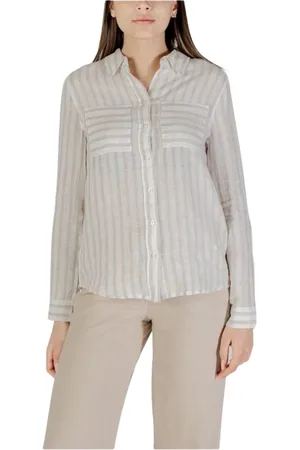 Street one Blouses & Shirts, Dames, , 3Xl, Linnen, Gestreepte Linnen Knoopsluiting Shirt