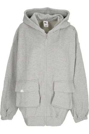 Nike Sweatshirts & Hoodies, Dames, Grijs, S, Katoen, Dans Oversized Rits Hoodie Grijs