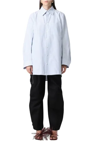 Bottega Veneta Blouses & Shirts, Dames, Blauw, XS, Katoen, Gestreept Relaxte Fit Shirt