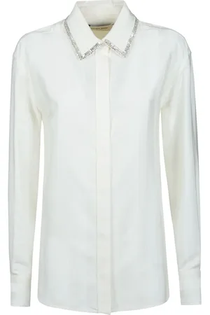 Golden Goose Blouses & Shirts, Dames, Wit, S, Wit overhemd geïnspireerd door de jaren 90 met kristaldetail