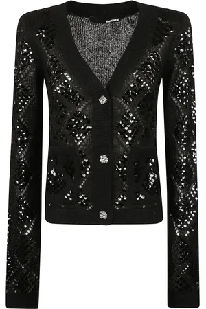 ROTATE Truien, Dames, Zwart, L, Pailletten, Zwarte pailletten cardigan trui