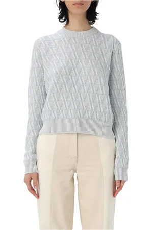 Fendi Truien, Dames, Blauw, S, Blauwe Gestreepte Gebreide Trui