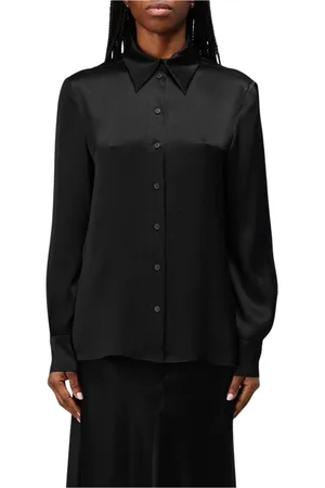 Alberta Ferretti Blouses & Shirts, Dames, Zwart, M, Satijn, Elegante Zijden Satijnen Blouse