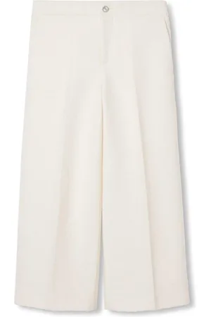 Gucci Broeken, Dames, Wit, L, Wol, Witte Wol Boucle Culottes Elegante Stijl