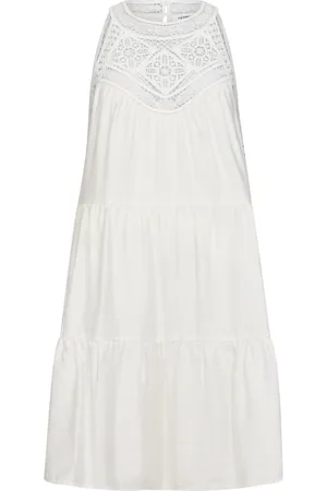 Co`Couture Kleedjes, Dames, Wit, S, Elegante Kant Crop Jurk Off