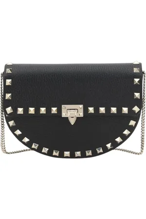 VALENTINO GARAVANI Tassen, Dames, Zwart, ONE Size, Leer, Zwarte Rockstud Schoudertas