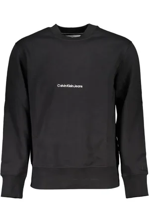 Calvin Klein Sweatshirts & Hoodies, Heren, Zwart, 2Xl, Katoen, Zwart Fleece Sweatshirt met Ronde Hals