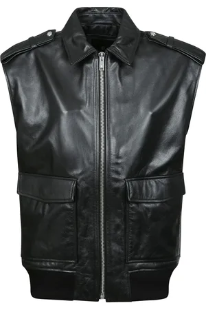 ANINE BING Jassen, Dames, Zwart, S, Leer, Vintage Leren Oversized Vest