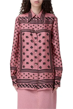 Dolce & Gabbana Blouses & Shirts, Dames, Roze, S, Bandana Print Zijden Top
