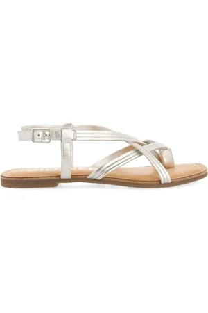 Gioseppo Schoenen, Dames, Grijs, 36 EU, Zilveren Leren Kruisband Sandalen