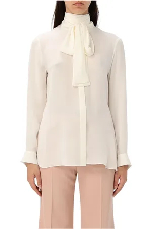 Khaite Blouses & Shirts, Dames, Wit, M, Elegante Zijden Stropdas Hals Blouse
