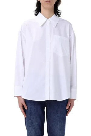Dondup Blouses & Shirts, Dames, Wit, M, Katoen, Elegante Poplin Overhemd voor Vrouwen