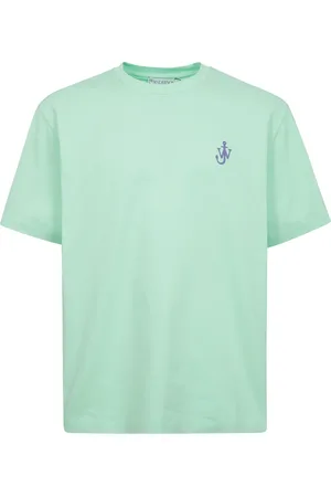 J.W.Anderson Tops, Heren, Groen, L, Katoen, T-shirt met korte mouwen en geborduurd logo
