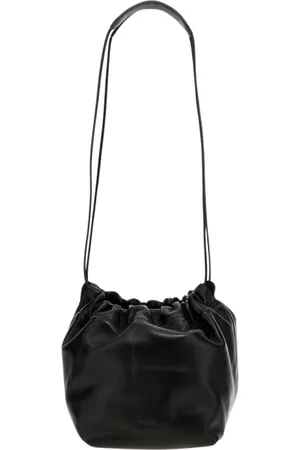 Jil Sander Tassen, Dames, Zwart, ONE Size, Zwarte Leren Schoudertas