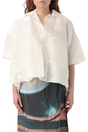 SUNNEI Blouses & Shirts, Dames, Wit, S, Witte Polo Hals T-shirt Korte Mouwen