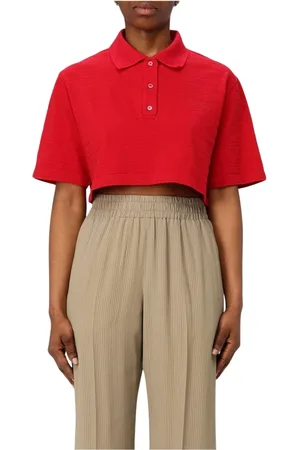 Golden Goose Tops, Dames, Rood, S, Rode Geribbelde Polo Shirt Stijlvolle Look