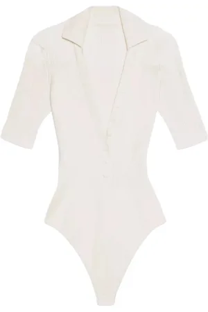Jacquemus Tops, Dames, , S, Roomkleurige V-hals Body