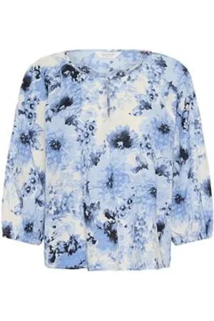 Part Two Blouses & Shirts, Dames, Blauw, M, Katoen, Blauwe Marina Bloemenoverhemd