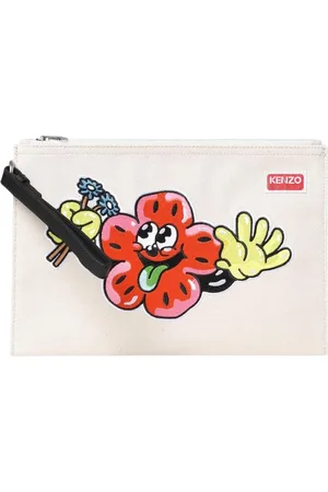 Kenzo Tassen, Dames, , ONE Size, Bloemen Canvas Clutch Tas