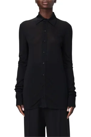 Saint Laurent Blouses & Shirts, Dames, Zwart, S, Zwarte Blouse met Kraag voor Vrouwen