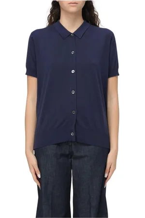 Aspesi Truien, Dames, Blauw, S, Wol, Navy Gebreide Polo Shirt Vrouwen