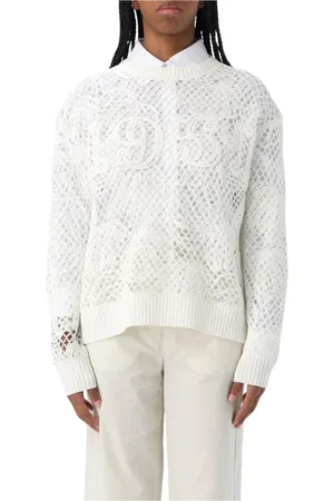 Max Mara Truien, Dames, Wit, S, Witte Gehaakte Gebreide Pullover Sweater