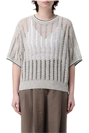 Brunello Cucinelli Truien, Dames, , XL, Linnen, Openwork Gebreide Trui