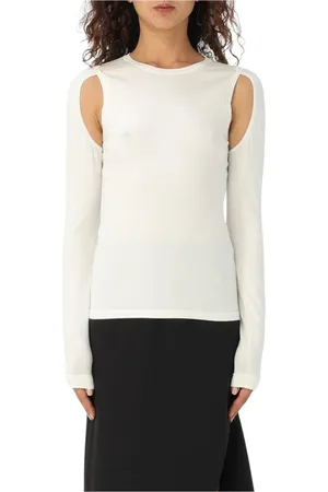 Helmut Lang Tops, Dames, Wit, M, Witte Cutout Schouder Sweater Top