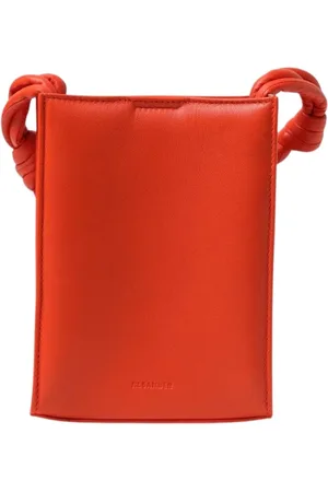 Jil Sander Tassen, Dames, Oranje, ONE Size, Leer, Oranje Geknoopt Leren Mini Tas