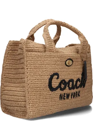 Coach Tassen, Dames, Bruin, ONE Size, Linnen, Stro Cargo Tote voor zonnige dagen