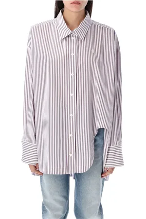 The Attico Blouses & Shirts, Dames, Paars, 2Xs, Katoen, Diana Gestreept Overhemd