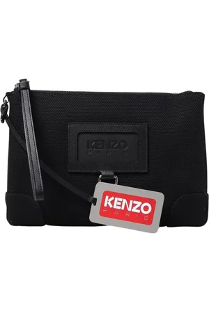 Kenzo Tassen, Dames, Zwart, ONE Size, Leer, Zwarte Canvas Clutch Tas