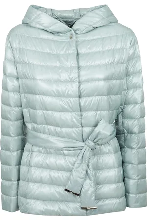 HERNO Jassen, Dames, Groen, XL, Gewatteerde jas met capuchon en knoopsluiting
