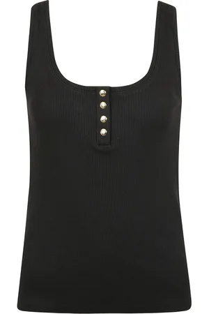 ANINE BING Tops, Dames, Zwart, S, Katoen, Katoenen Tanktop met Voorknopen