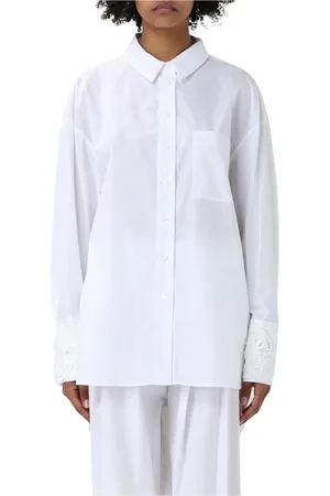 Twin-Set Blouses & Shirts, Dames, Wit, S, Witte Kant Manchetten Shirt