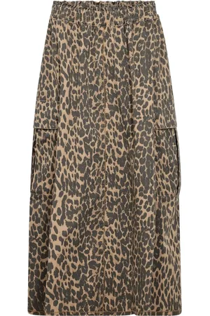 Mos Mosh Rokken, Dames, Bruin, M, Katoen, Luipaardprint A-lijn Rok met Cargo Zakken