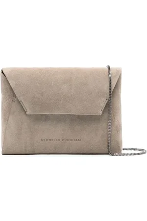 Brunello Cucinelli Tassen, Dames, Grijs, ONE Size, Ash Grey Schoudertas met Kettingband