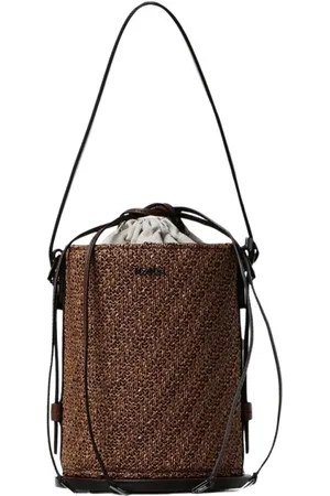 Max Mara Tassen, Dames, Bruin, ONE Size, Leer, Strooien Emmertas Bruin Elegant