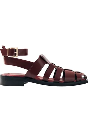 ALOHAS Schoenen, Dames, Rood, 38 EU, Perry Sleek Burgundy Leren Sandalen
