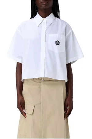 Kenzo Blouses & Shirts, Dames, Wit, L, Katoen, Witte Poplin Shirt