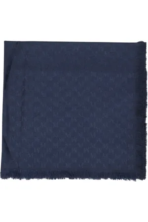 Max Mara Accessoires, Dames, Blauw, ONE Size, Wol, Monogram Jacquard Wol en Zijde Sjaal