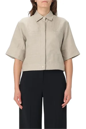 Max Mara Blouses & Shirts, Dames, , 2Xs, Linnen, Elegant Cropped Linen Shirt