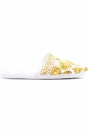 VERSACE Schoenen, Dames, Veelkleurig, S, Katoen, Slip-On Schoenen met Medusa Head Motief