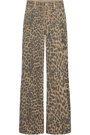 Mos Mosh Broeken, Dames, Bruin, W28, Katoen, Luipaardprint Straight-Leg Broek