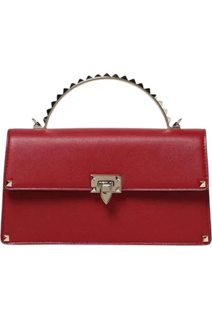 VALENTINO GARAVANI Tassen, Dames, Rood, ONE Size, Leer, Rode Romeinse Stud Schoudertas