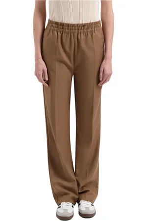 OLAF HUSSEIN Broeken, Dames, Bruin, M, Elastische Broek voor Vrouwen
