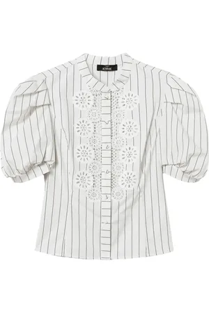 Twin-Set Blouses & Shirts, Dames, Wit, M, Verticaal Gestreept Crew Neck Shirt