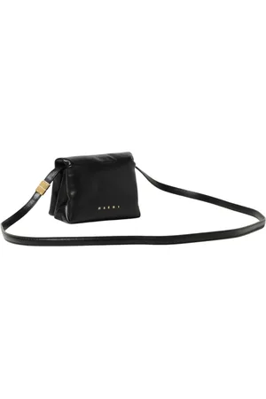 Marni Tassen, Dames, Zwart, ONE Size, Leer, Zwarte leren clutchtas
