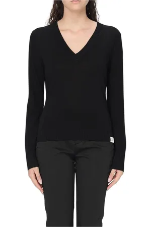Peuterey Truien, Dames, Zwart, S, Elegante Geribbelde Gebreide Trui
